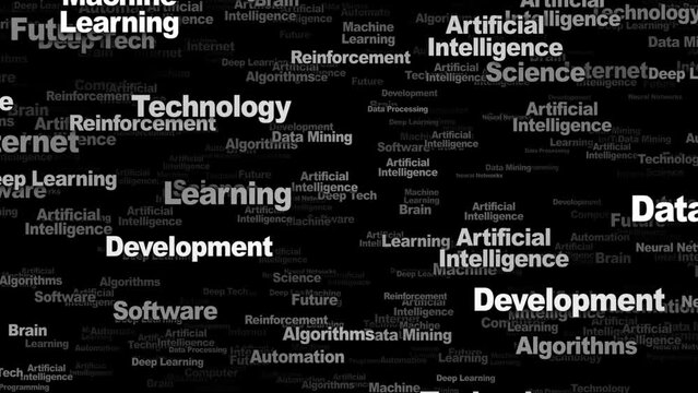 ARTIFICIAL INTELLIGENCE Keywords, Background, Animation, Loop, 4k
