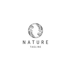 Nature leaf line logo icon design template flat vector 