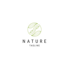 Nature leaf line logo icon design template flat vector 
