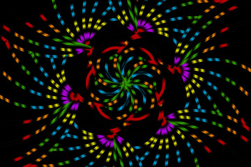 Sparkling colorful rainbow stars flower art pattern caleidoscope of culture traditional tenun batik ethnic for wallpaper ads background 