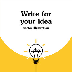 Light bulb on yellow background. Creative idea concept. Silhouette lamp. vector illustration for template, banner, poster, and background.