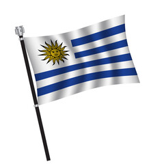 Uruguay flag , flag of Uruguay waving on flag pole, vector illustration EPS 10.
