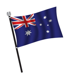 Australia flag , flag of Australia waving on flag pole, vector illustration EPS 10.