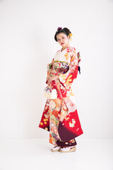 振袖を着た日本髪の女性　Japan