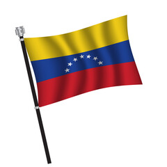 Fototapeta na wymiar Venezuelan flag , flag of Venezuelan waving on flag pole, vector illustration EPS 10.