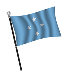Micronesia flag , flag of Micronesia waving on flag pole, vector illustration EPS 10.