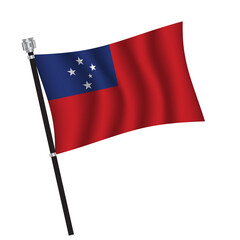 Samoa flag , flag of Samoa waving on flag pole, vector illustration EPS 10.