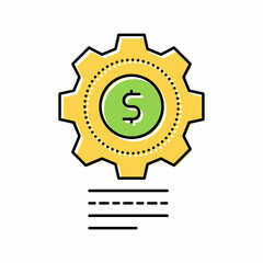 money working mechanical gear color icon vector illustration