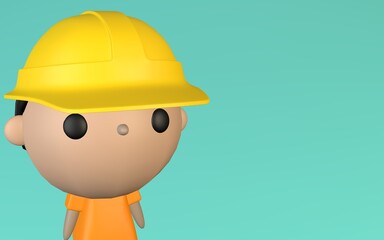 Cute 3d builder with helmet