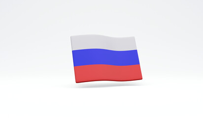 Fototapeta premium 3D Rendering of Russian flag isolated on white background concept of Russia national day. 3D Render illustration cartoon style.