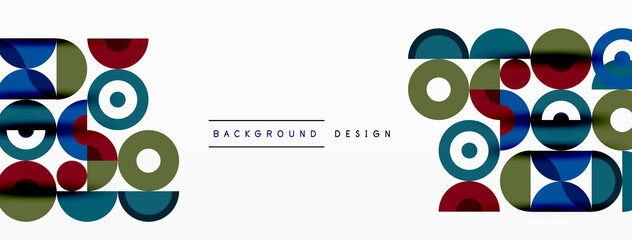 Fototapeta premium Colorful circle abstract background. Minimal geometric template for wallpaper, banner, presentation