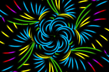 Sparkling colorful rainbow stars flower art pattern caleidoscope of culture traditional tenun batik ethnic for wallpaper ads background 