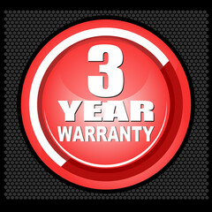 3 year warranty, icon and label vector