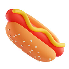Hot Dog trendy illustration on white background. 3D rendering.