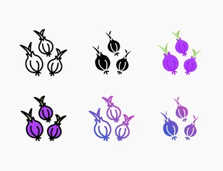 Fotobehang Onion icon set with different styles. Style line, outline, flat, glyph, color, gradient. Editable stroke and pixel perfect. Can be used for digital product, presentation, print design and more. © Iftachul