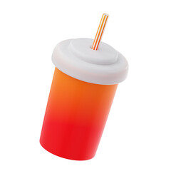 Papper soda cup trendy illustration on white background. 3D rendering.