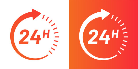 24h or 24 hours clock arrow icon vector in graphic design. - obrazy, fototapety, plakaty
