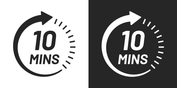 10 mins time circle icon vector illustration.