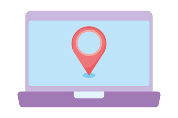 computer with location pin
