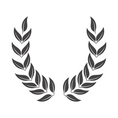 Obraz premium silhouette circular laurel foliate, wheat and oak wreaths depicting an award, achievement, heraldry, nobility on white background. Emblem floral greek branch flat style