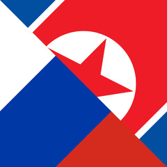 harmony icon of russia and north korea flags. vector illustration 