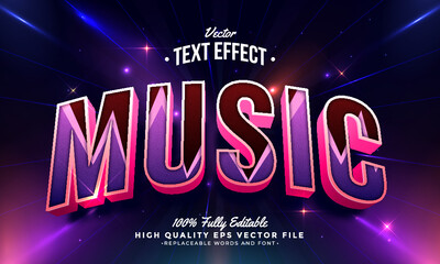 Music Light 3D Style Editable Modern Text Effect Vector Files