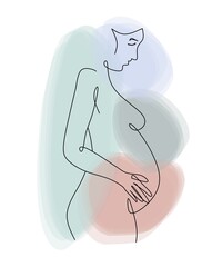art of pregnant woman on white background and elegant color good for poster and decoration