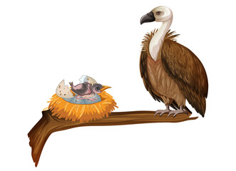 Vulture bird with nest