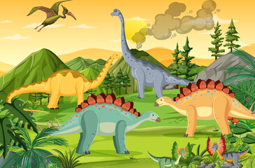 Dinosaur in prehistoric forest scene © blueringmedia