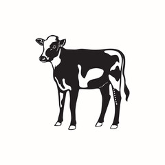 cow, young cow logo. silhouette of happy and healthy calf vector illustration