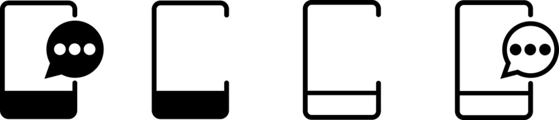 Modern mobile phone with group of speech clouds
