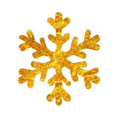 Hand drawn gold foil texture icon Snowflakes