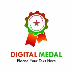 Digital medal logo template illustration