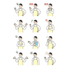 介護師男性の表情動作イラストまとめ
