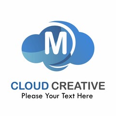 Letter m with cloud logo template illustration. suitable for brand your business, media, app, symbol etc