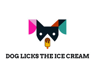 dog head logo vector with ice cream tongue	