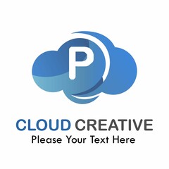 Obraz premium Letter p with cloud logo template illustration. suitable for brand your business, media, app, symbol etc