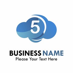 Number 5 with cloud logo template illustration