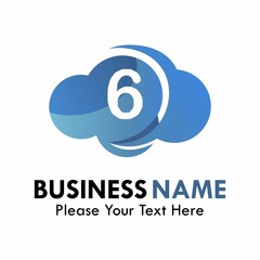 Obraz premium Number 6 with cloud logo template illustration