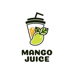 mango Juice cup drink fruit smoothie cocktail logo concept design illustration