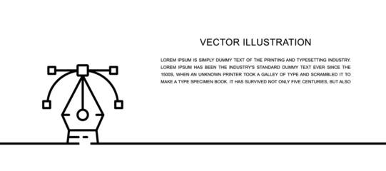 Vector pen tool, computer graphic, curve control point one line icon. Continuous one line