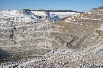 Khabarovsk territory / Russia - 03.22.2018 : An open-pit gold mine where raw materials are extracted.