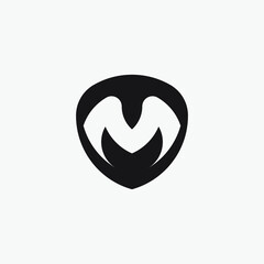 Initial letter TM, MT or M in shield monogram logo.