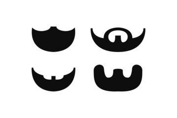 Set black beards silhouettes illustration
