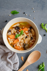 Healthy homemade meal. Pearl Barley Tomato Soup. Great to go with home baked buns or sourdough bread