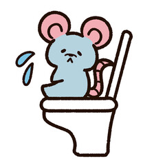 トイレに座るネズミのキャラクター