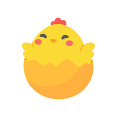 cartoon little chick Hatched eggs on Easter. decorate greeting cards for children