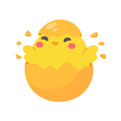 cartoon little chick Hatched eggs on Easter. decorate greeting cards for children