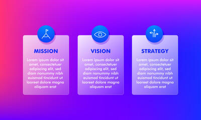 mission vision infographic. colorful gradient 3 infographic 