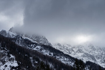 Snow storm in the mountains, Mangart, Belopeška jezera